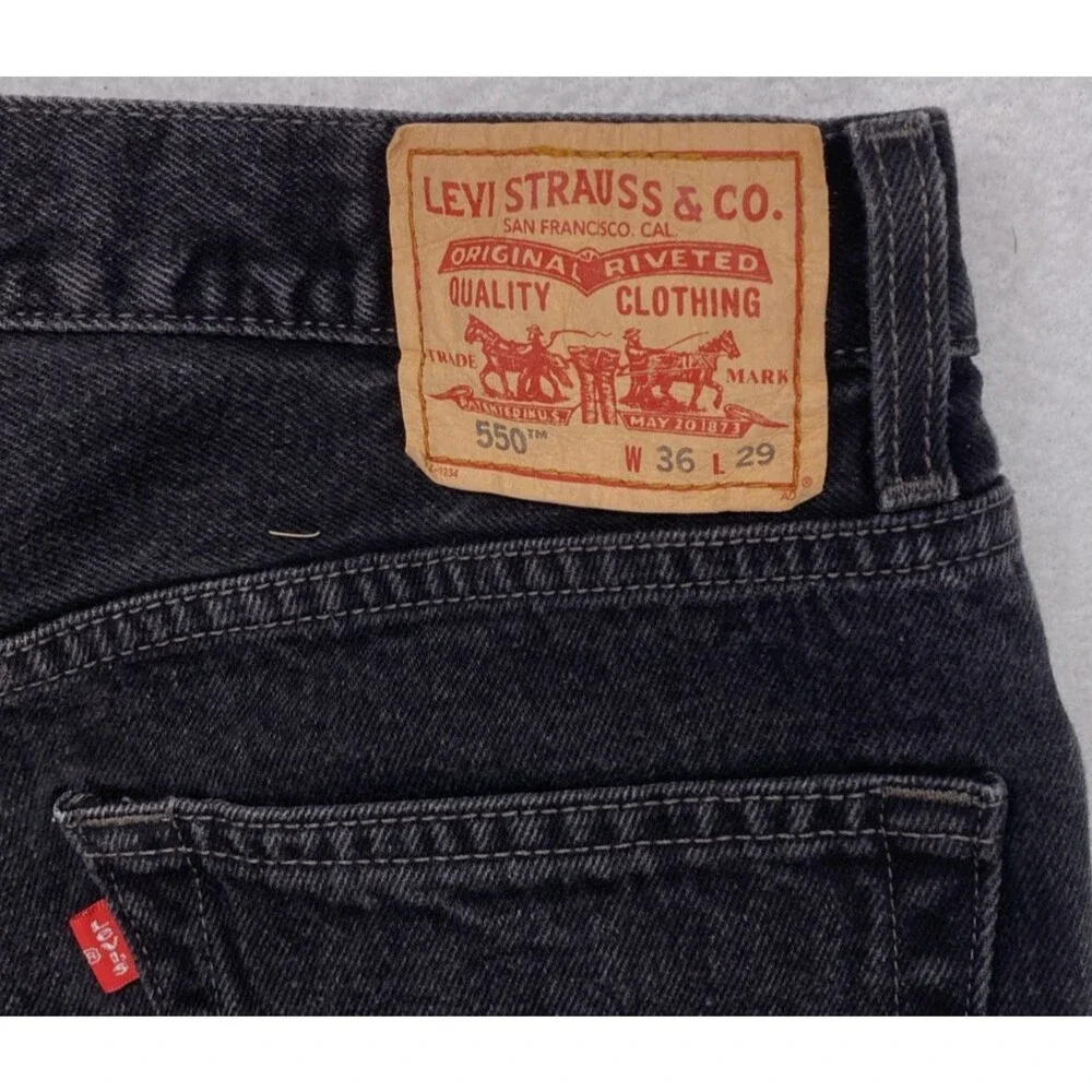 Levi's 550 Relaxed Fit Jeans Mens 36x29 Black Denim 100% Cotton 36x28 Actual